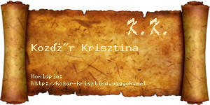 Kozár Krisztina névjegykártya