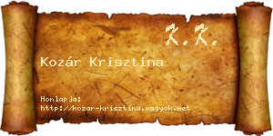 Kozár Krisztina névjegykártya